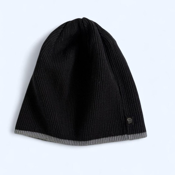 Mountain Hardwear Other - Mountain Hardwear Black Ribbed Knit Beanie w/ Grey Trim Gorpcore Activewear